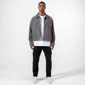 Richie Le CORDUROY OVERSHIRT - GREY Sz S Shirt Jacket Shacket